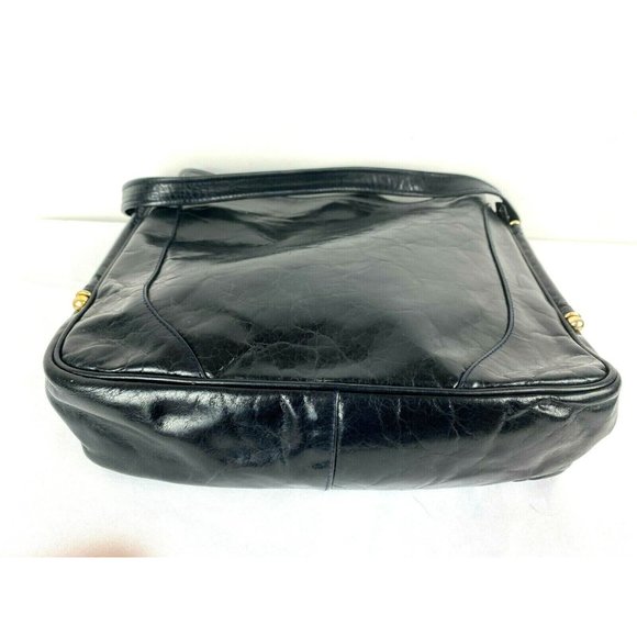 Vintage BALLY Black Luxurious Leather Medium Crossbody Shoulder Handbag Purse - Picture 8 of 12